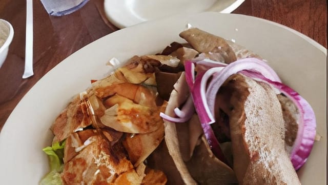 Combination Chicken & Gyros Salad.