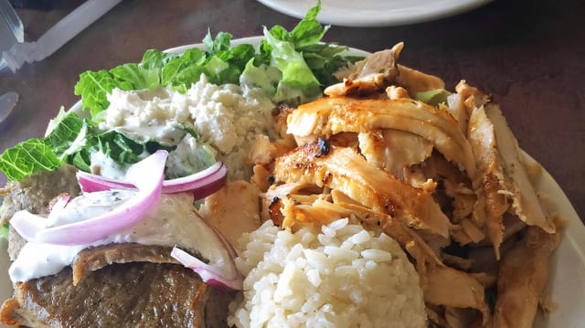 Combination Chicken Shawarma and Gyros Plate.